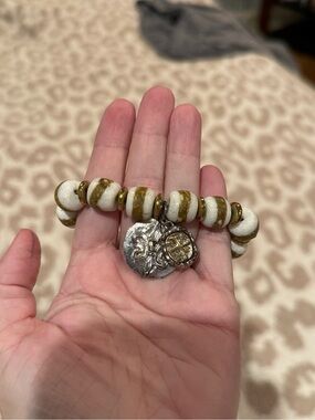 Beaded Charm Bracelet with Gold Accents
